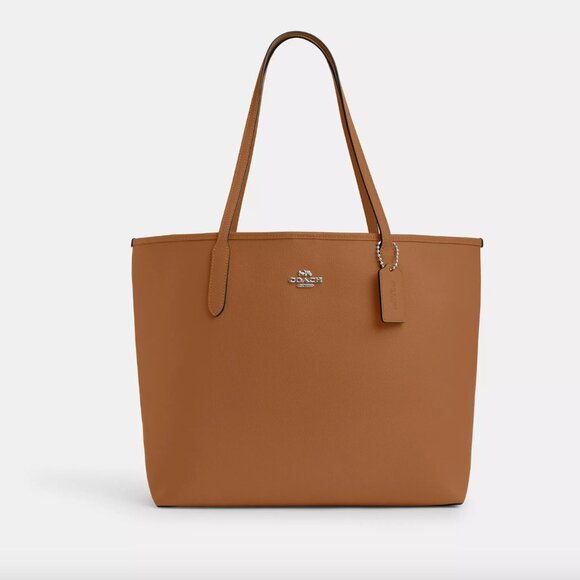 NWT - COACH City Tote Bag - CR111 Pebbled Leather/Silver/Light Saddle - $398 - Picture 3 of 15